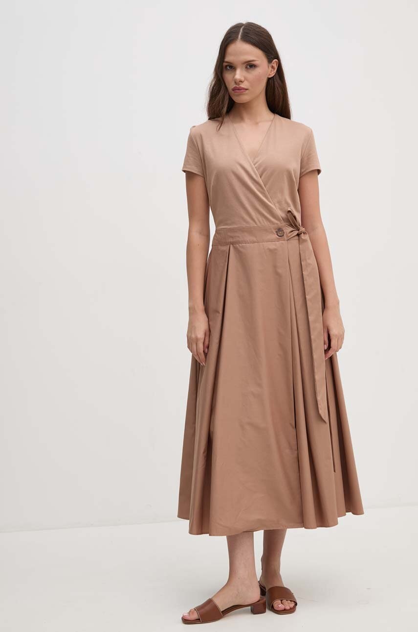 Sandro Ferrone rochie din bumbac culoarea bej