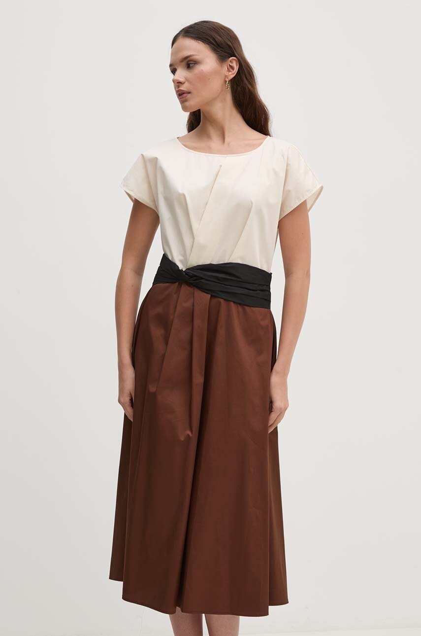 Sandro Ferrone rochie din bumbac culoarea bej