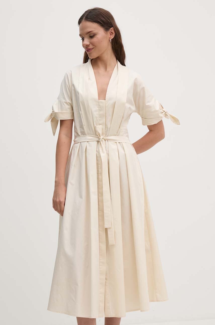 Sandro Ferrone rochie din bumbac culoarea bej