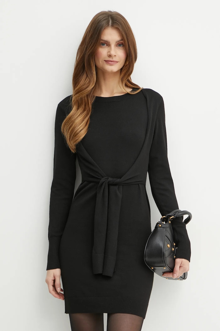 Silvian Heach rochie din amestec de lana DOMBO culoarea negru