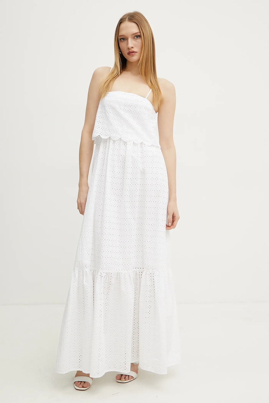 Silvian Heach rochie din bumbac LUMA culoarea alb
