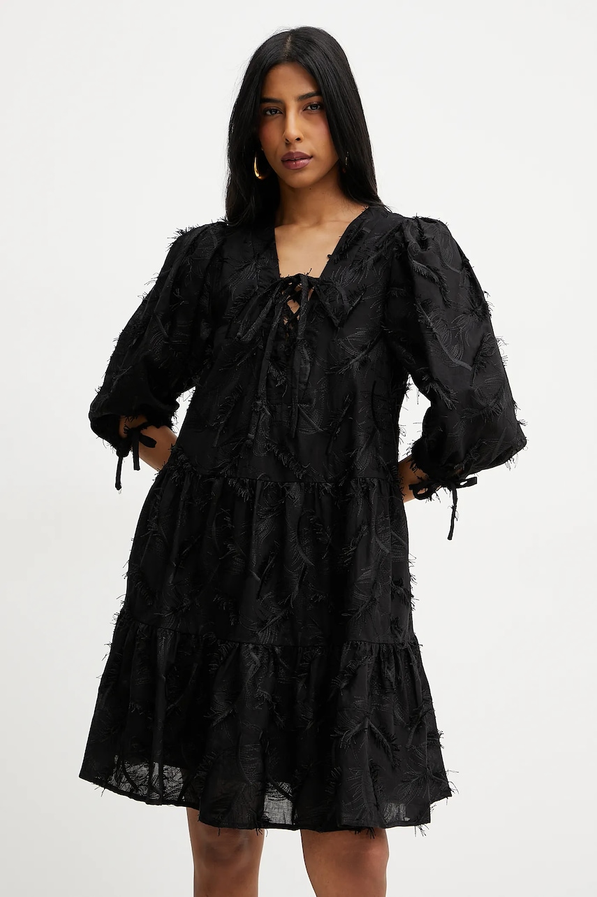 Silvian Heach rochie din bumbac MICAUTI culoarea negru