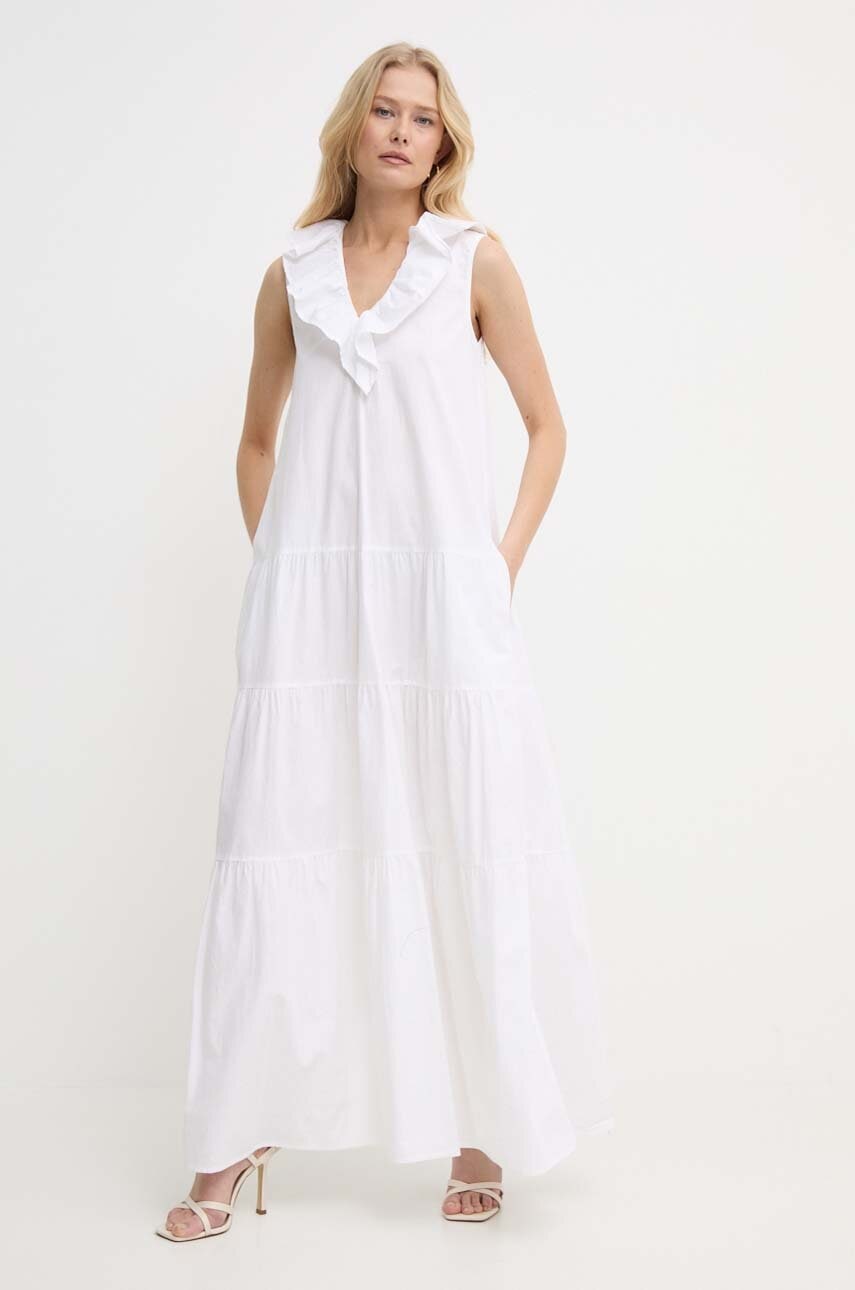 Silvian Heach rochie din bumbac culoarea alb