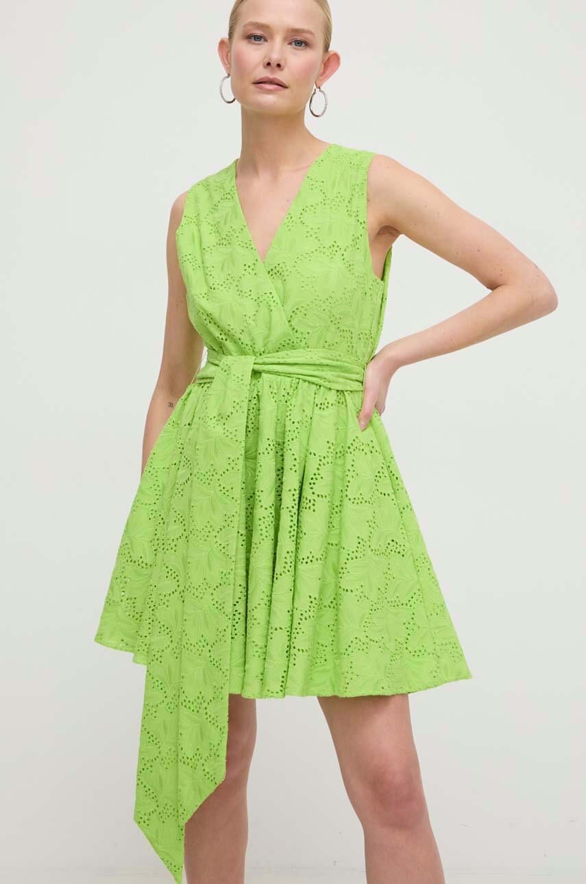 Silvian Heach rochie din bumbac culoarea verde