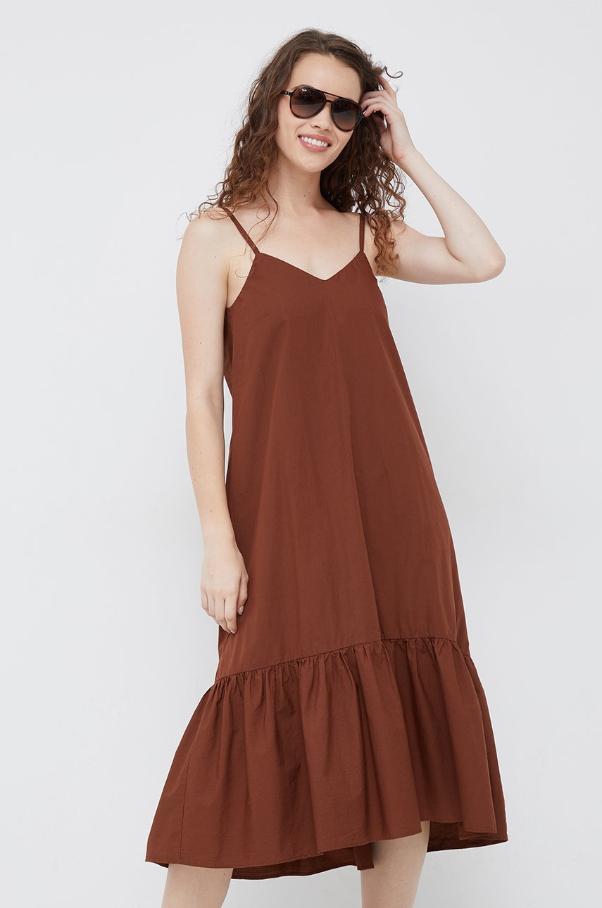 Sisley rochie din bumbac culoarea maro