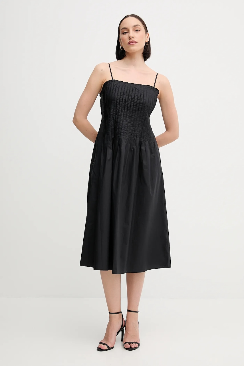Sisley rochie din bumbac culoarea negru