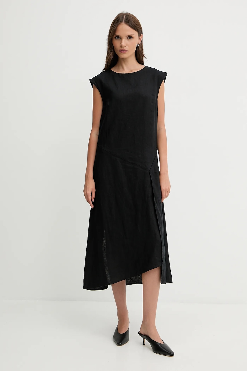 Sisley rochie din in culoarea negru