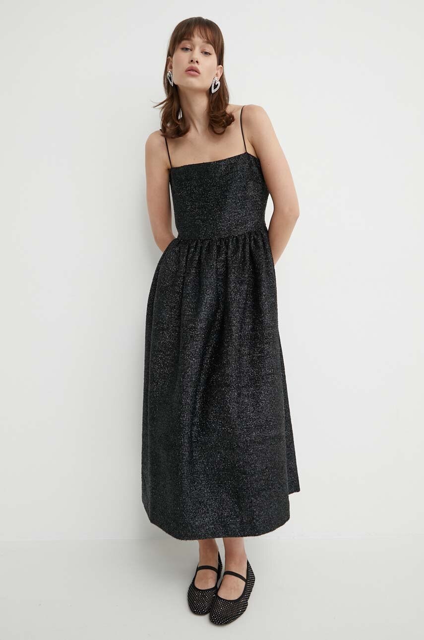Stine Goya rochie din amestec de lână culoarea negru
