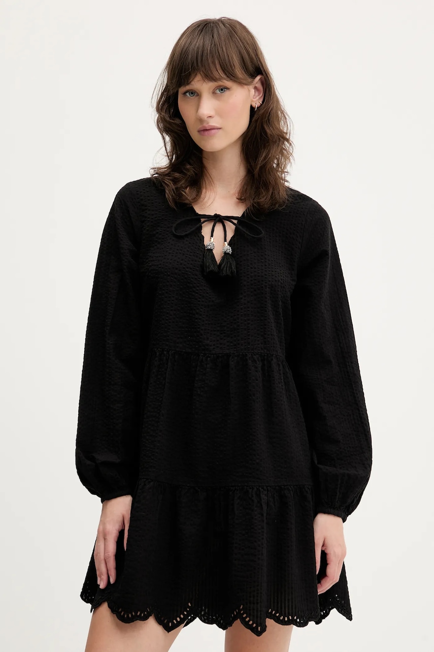 Superdry rochie din bumbac culoarea negru