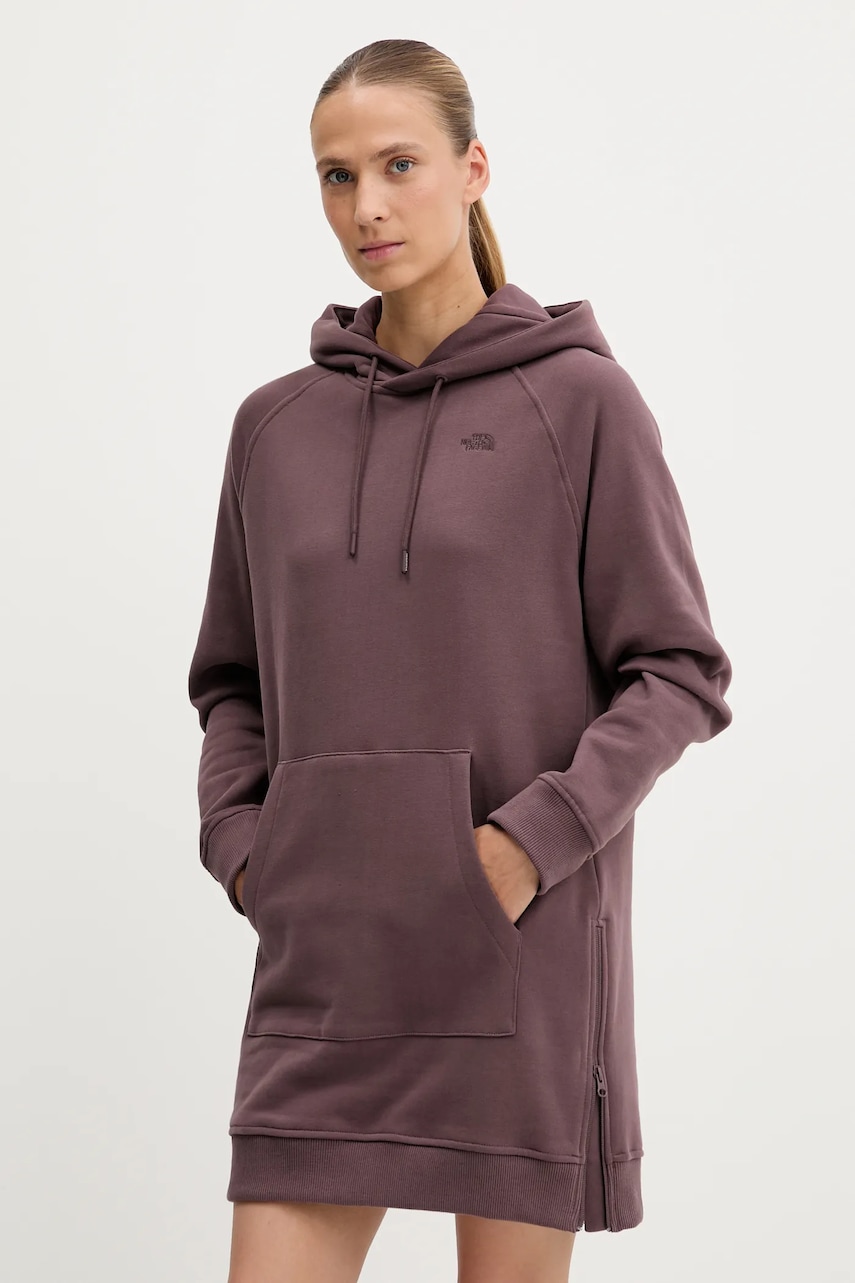 The North Face rochie din bumbac culoarea bordo