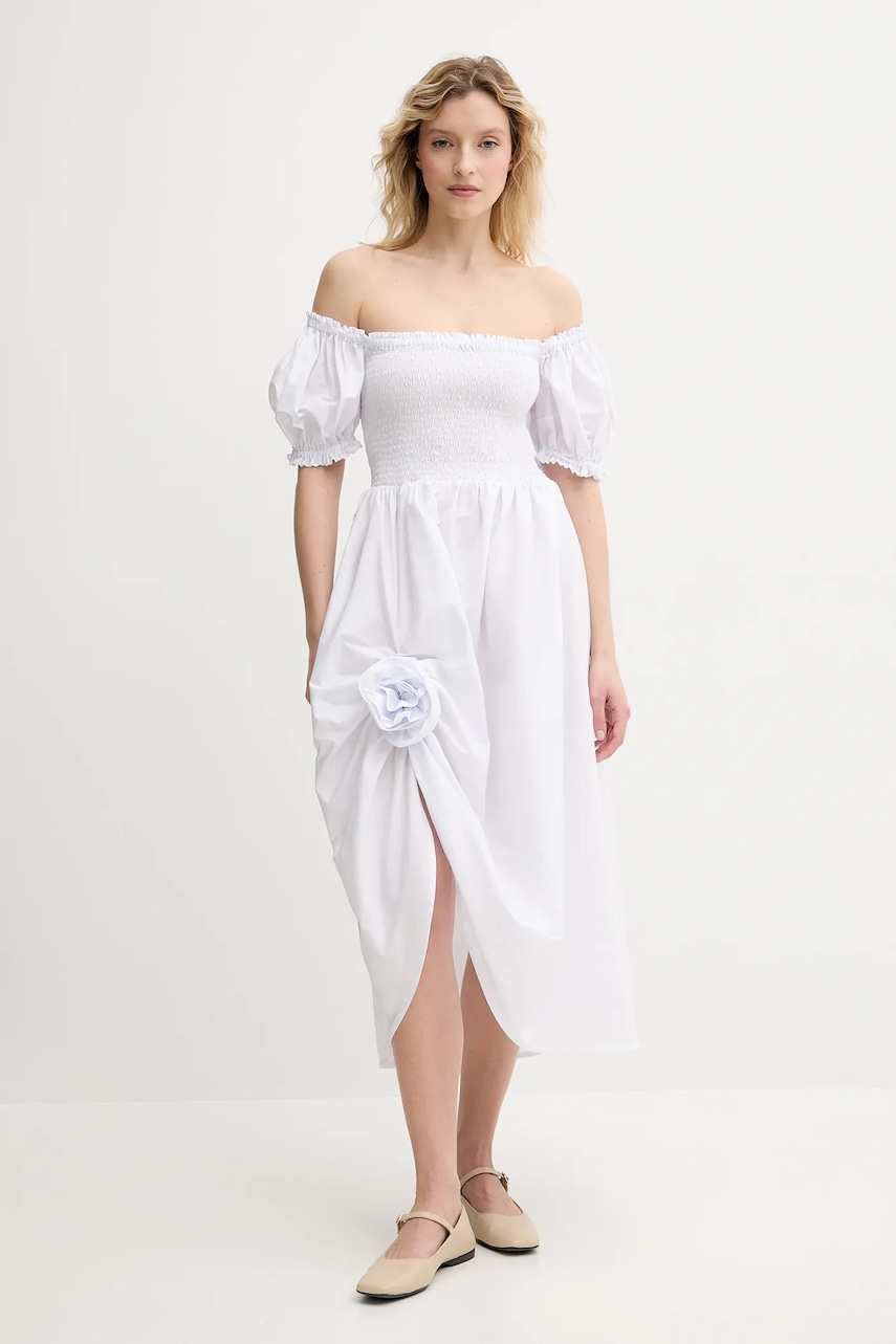 The Sleeper rochie din bumbac culoarea alb