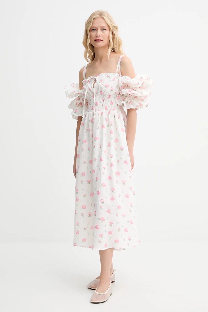 The Sleeper rochie din in culoarea bej