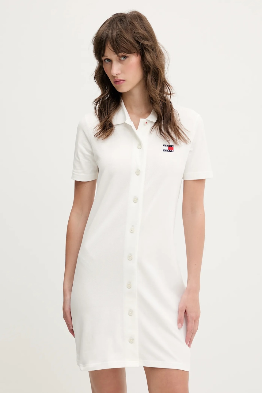 Tommy Jeans rochie culoarea alb