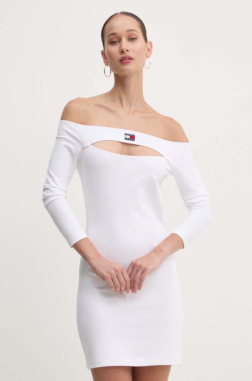 Tommy Jeans rochie culoarea alb
