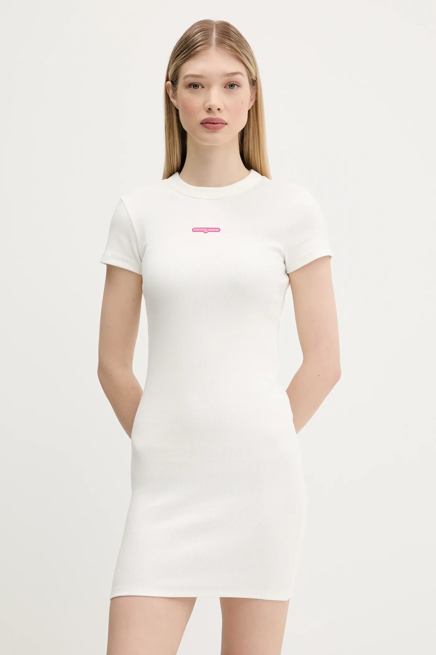 Tommy Jeans rochie culoarea alb