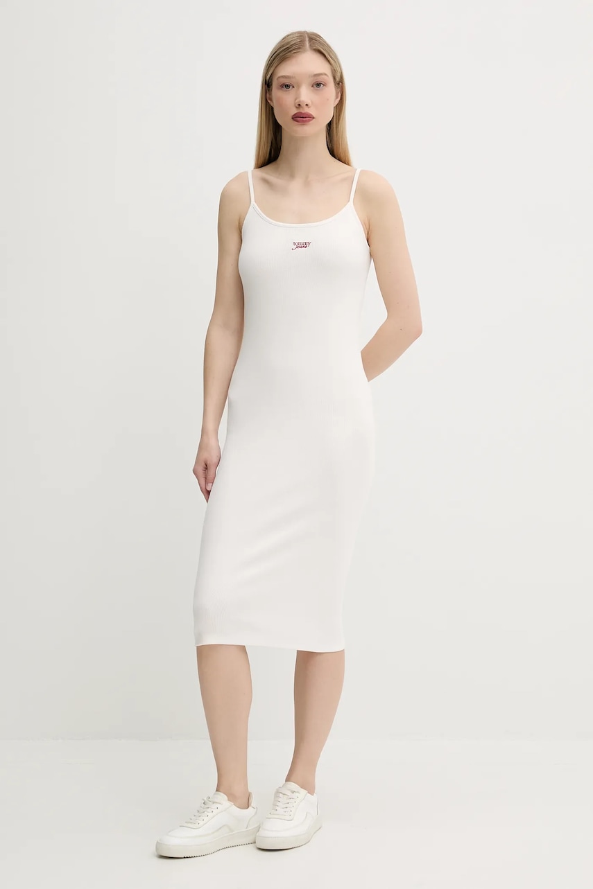 Tommy Jeans rochie culoarea bej