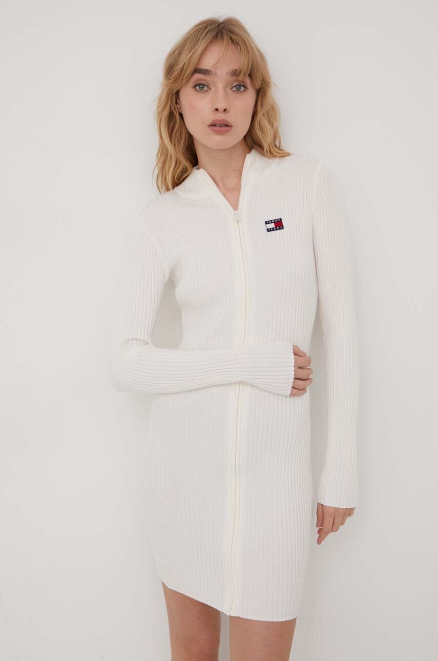 Tommy Jeans rochie culoarea bej