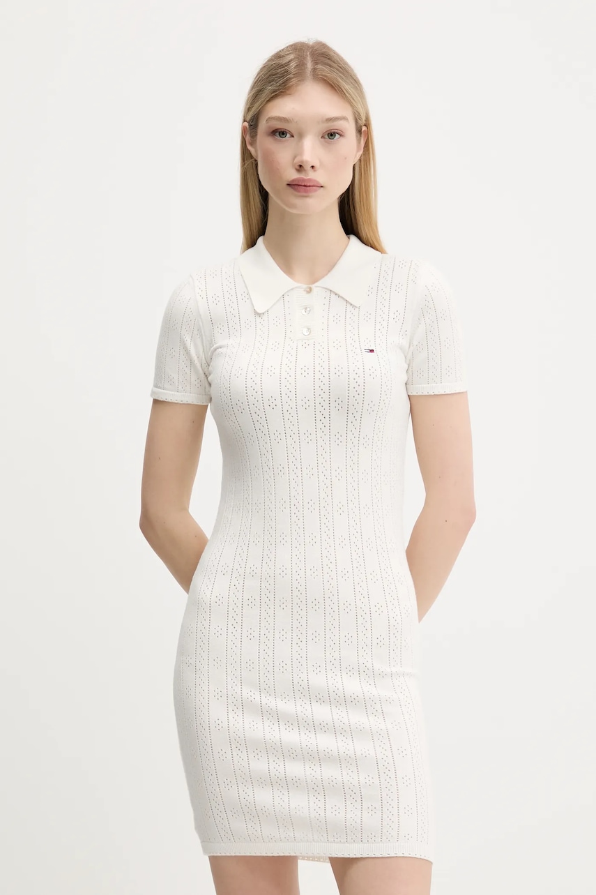 Tommy Jeans rochie culoarea bej