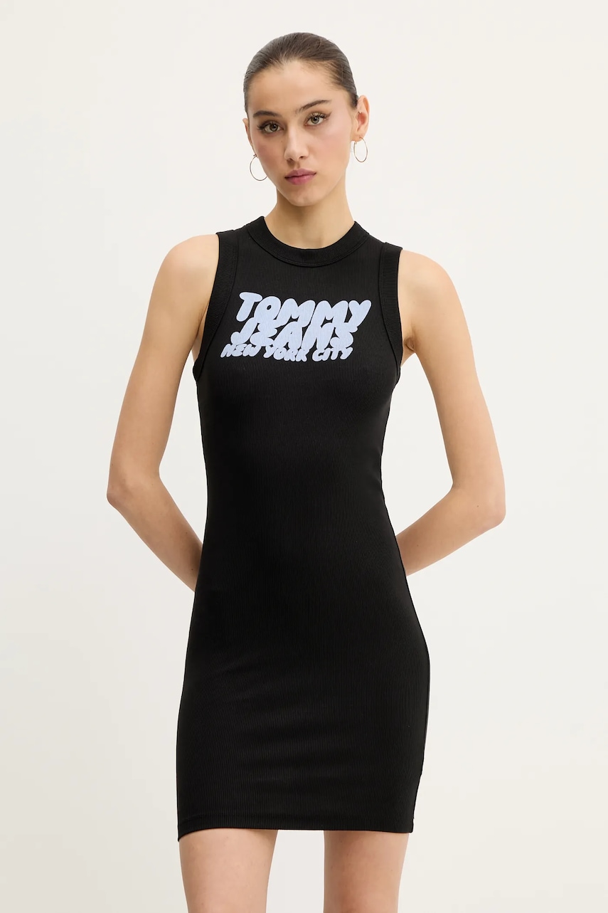 Tommy Jeans rochie culoarea negru