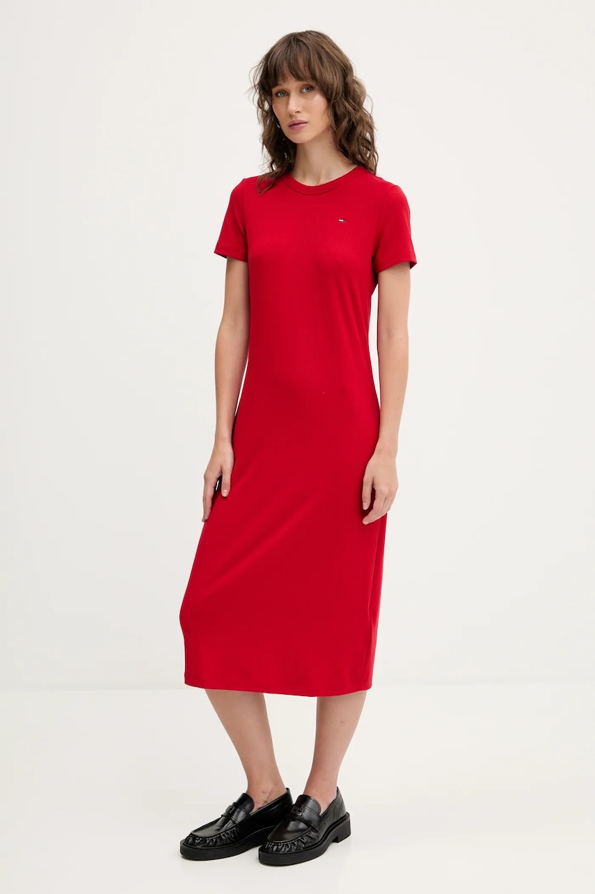 Tommy Jeans rochie culoarea rosu