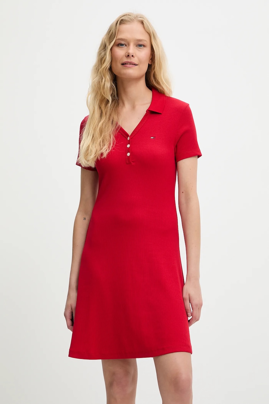Tommy Jeans rochie culoarea rosu