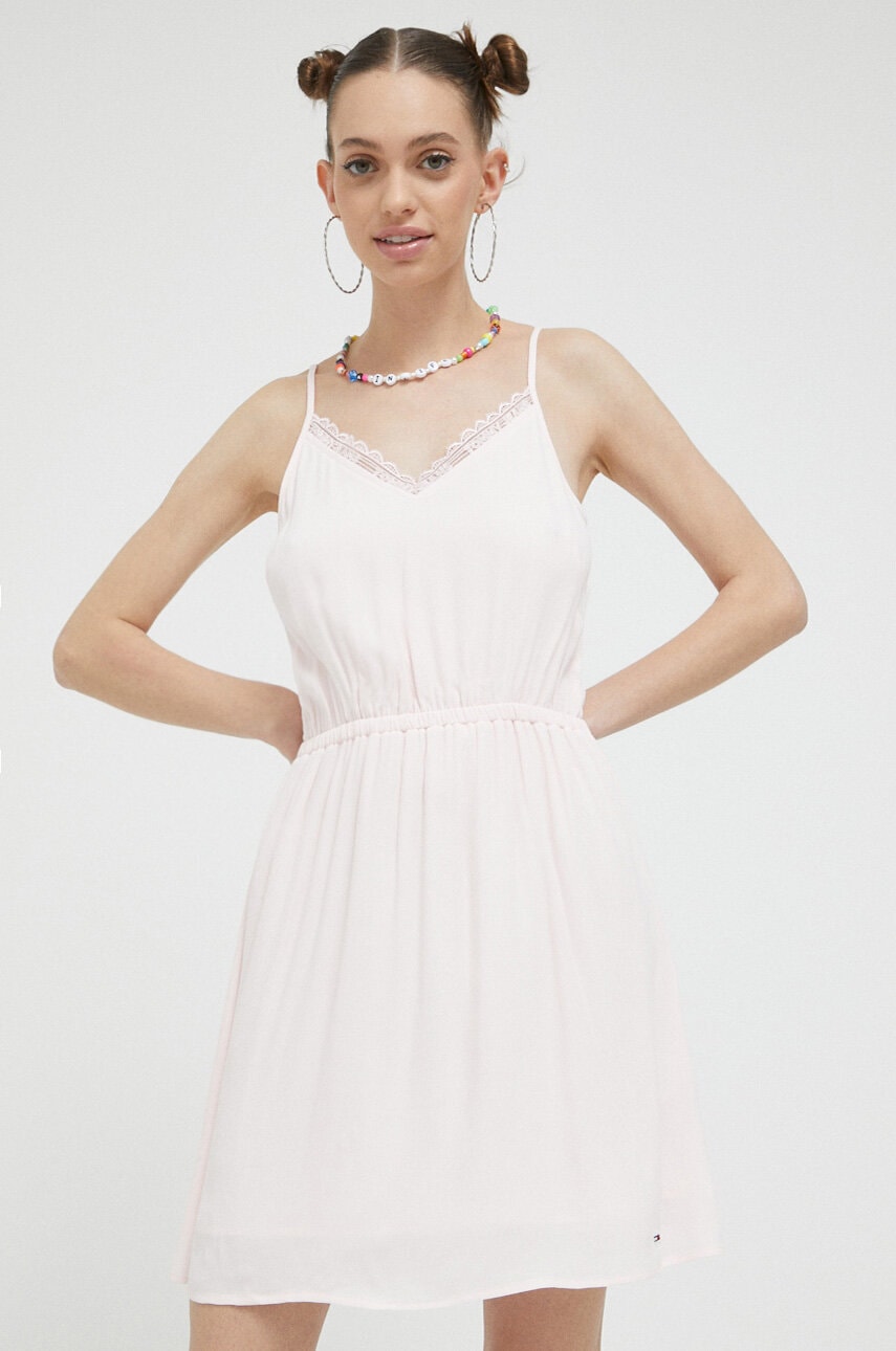 Tommy Jeans rochie culoarea roz