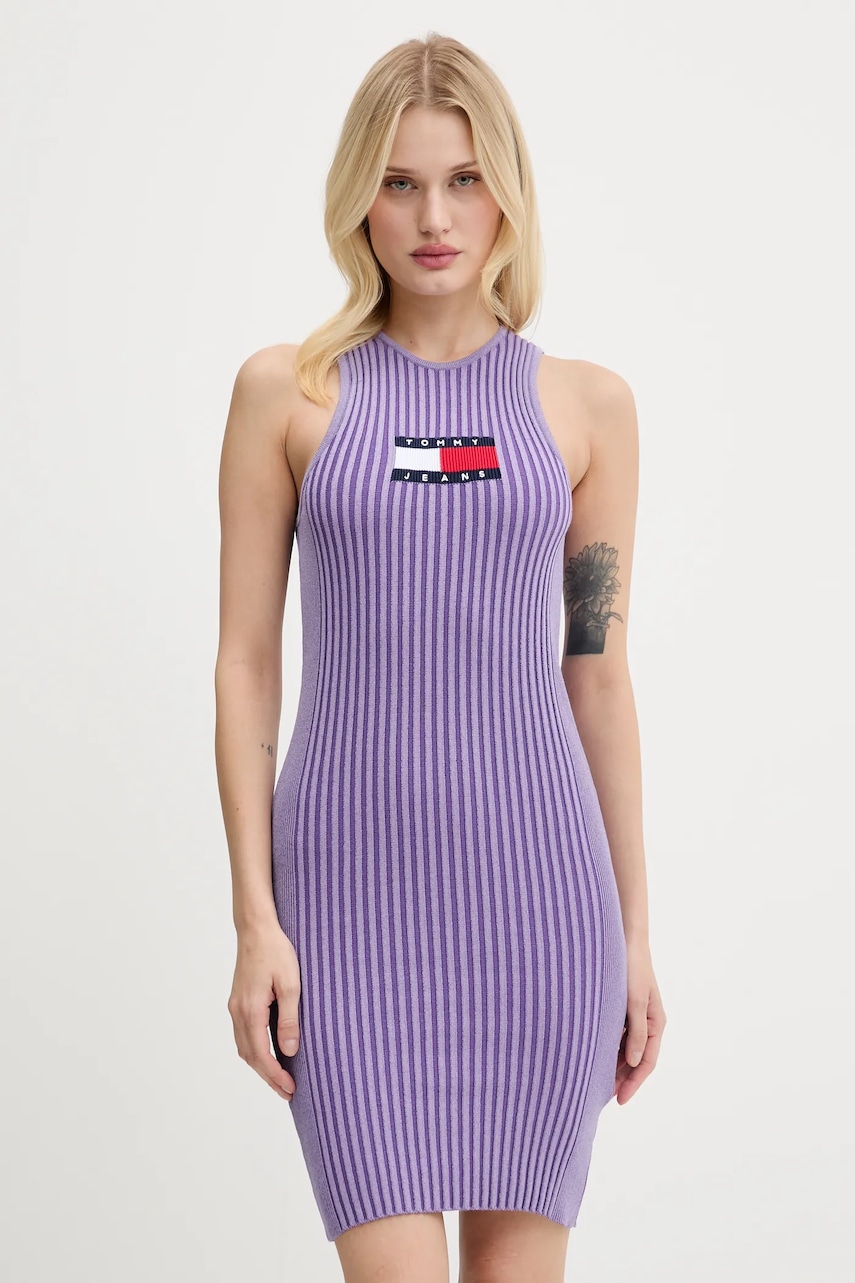 Tommy Jeans rochie culoarea violet