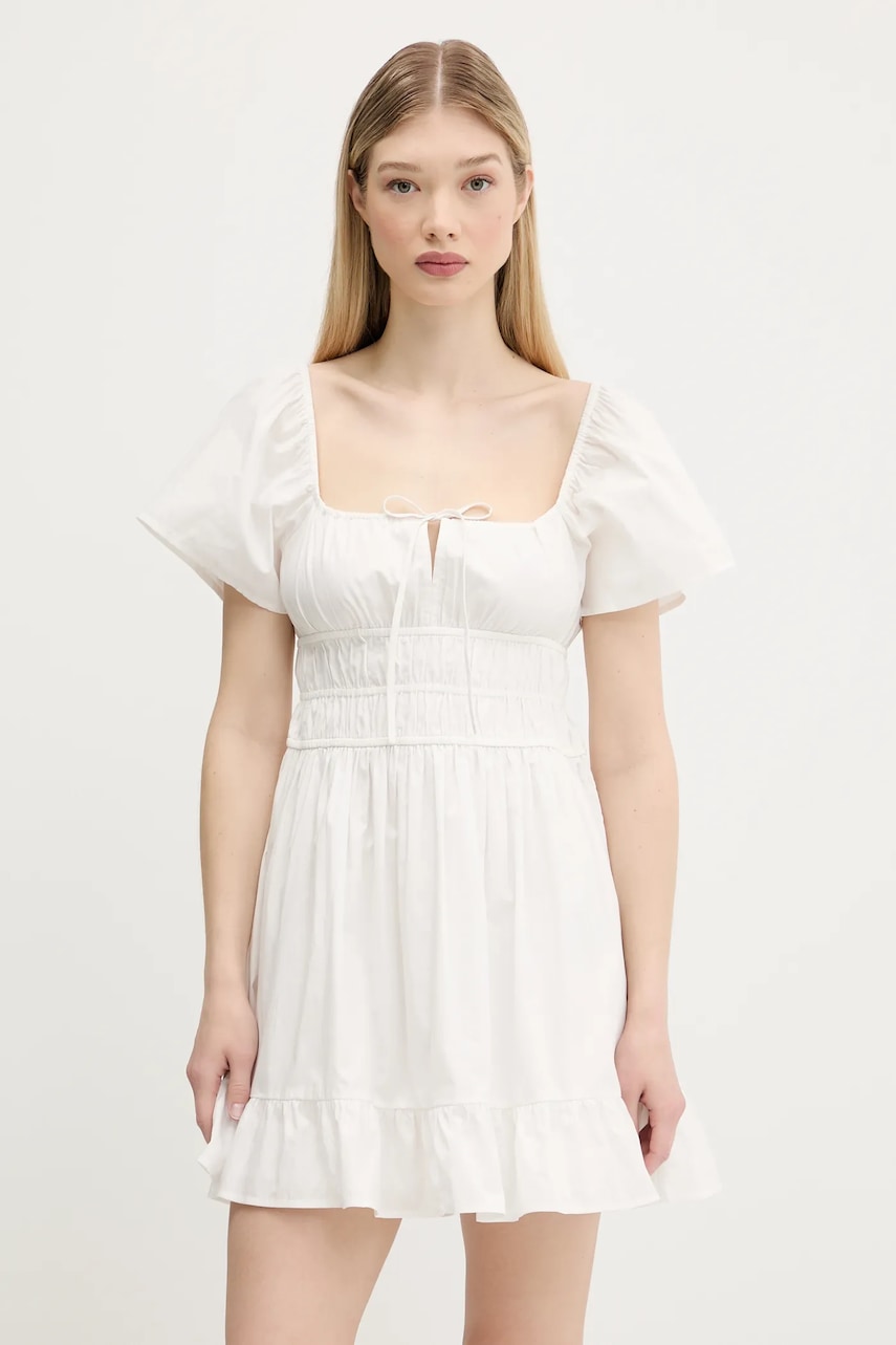 Tommy Jeans rochie din bumbac culoarea alb