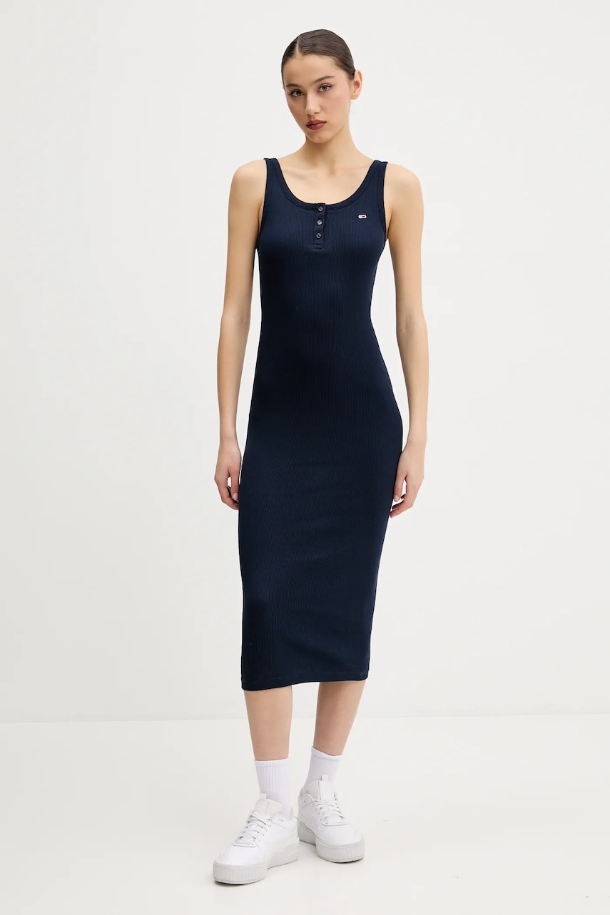 Tommy Jeans rochie din bumbac culoarea bleumarin