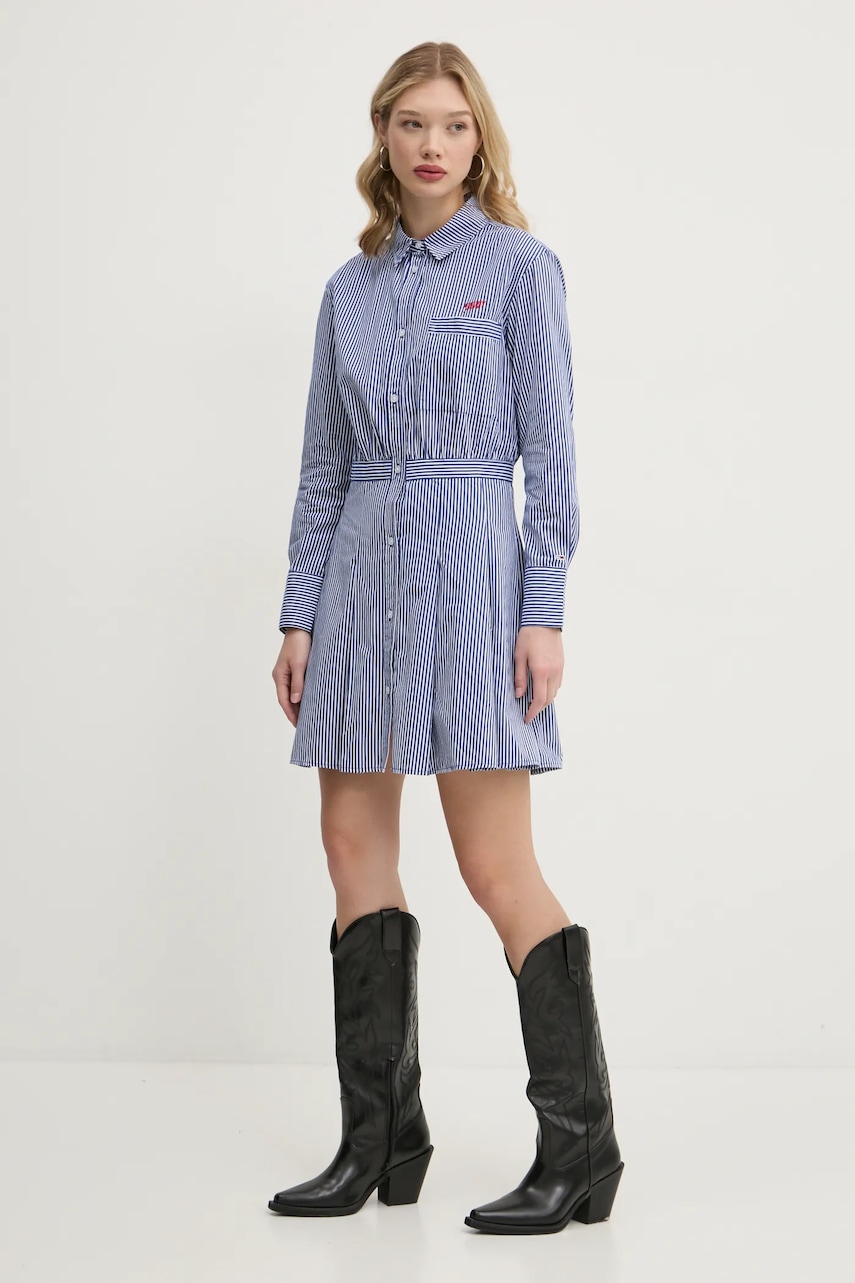 Tommy Jeans rochie din bumbac culoarea bleumarin