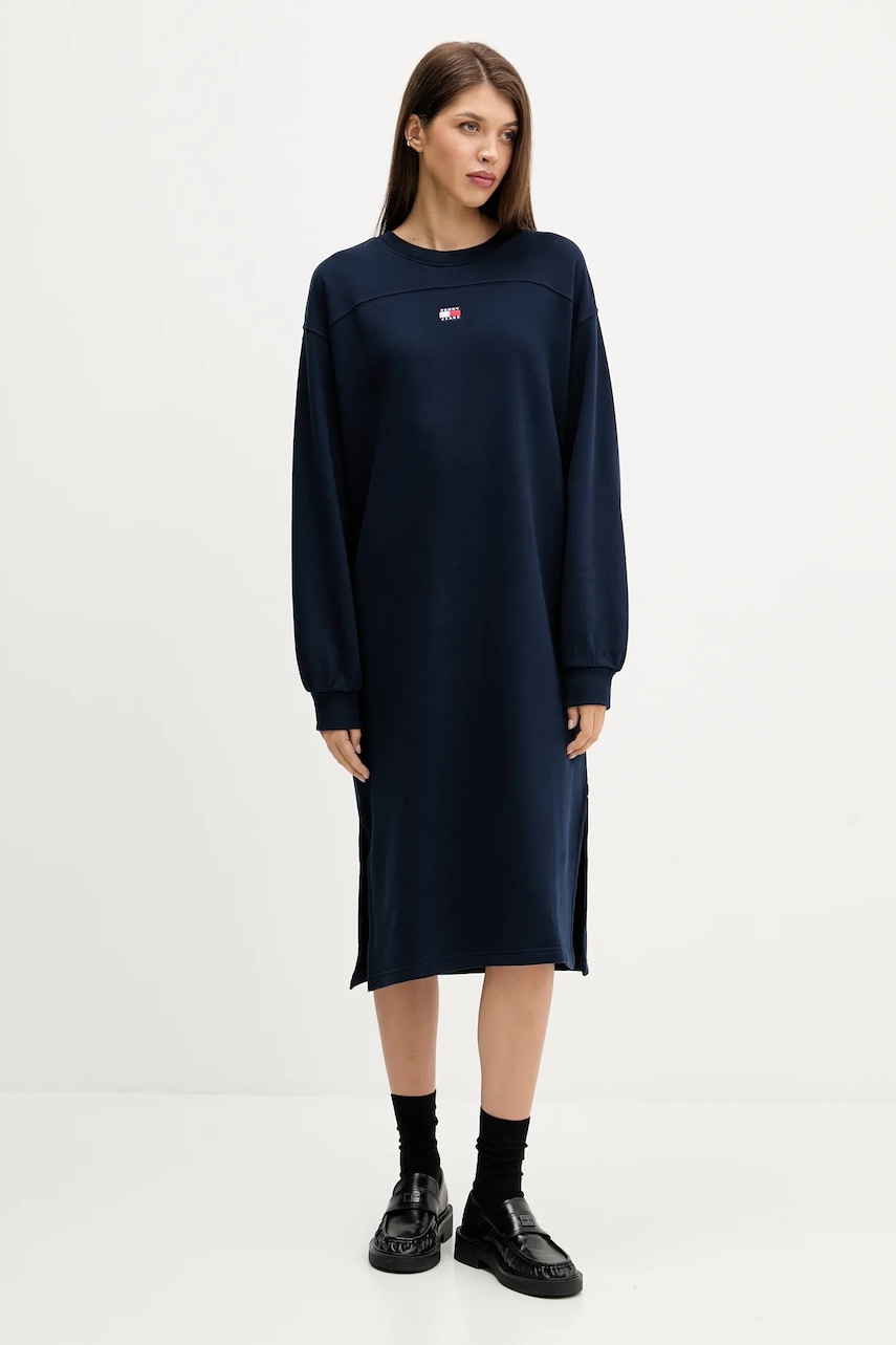 Tommy Jeans rochie din bumbac culoarea bleumarin