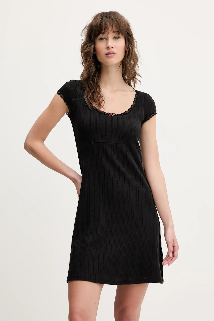 Tommy Jeans rochie din bumbac culoarea negru