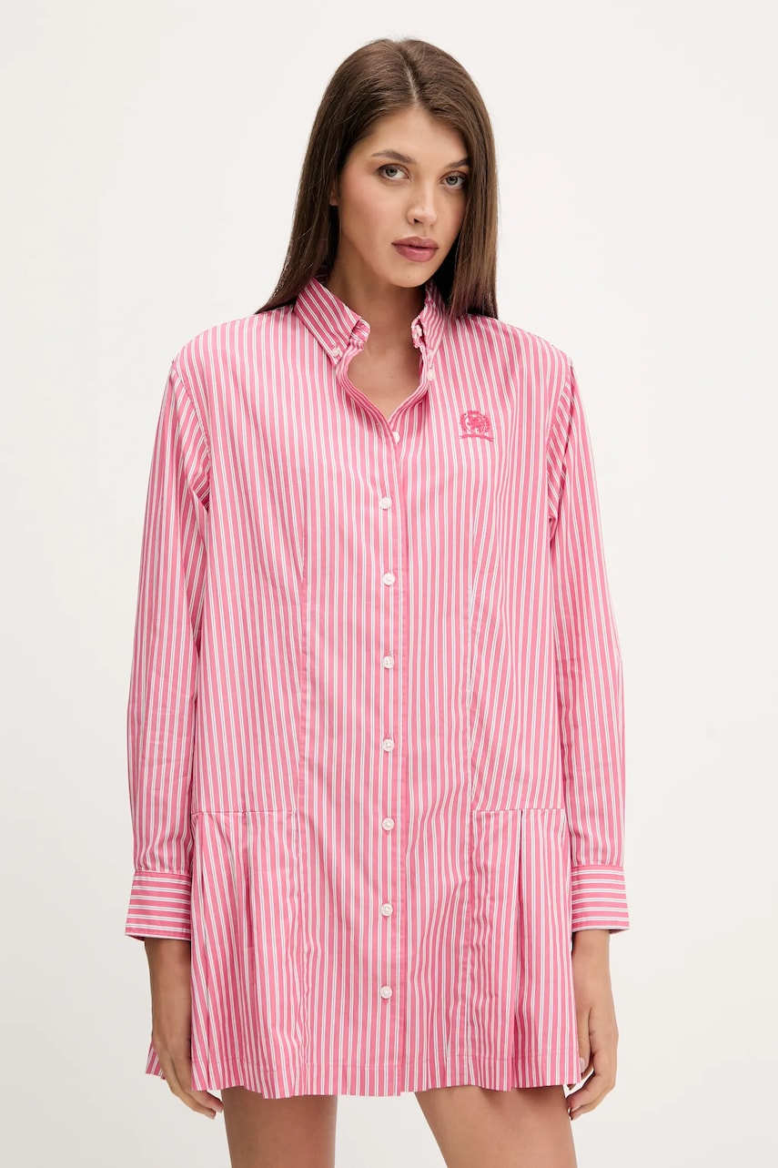 Tommy Jeans rochie din bumbac culoarea roz