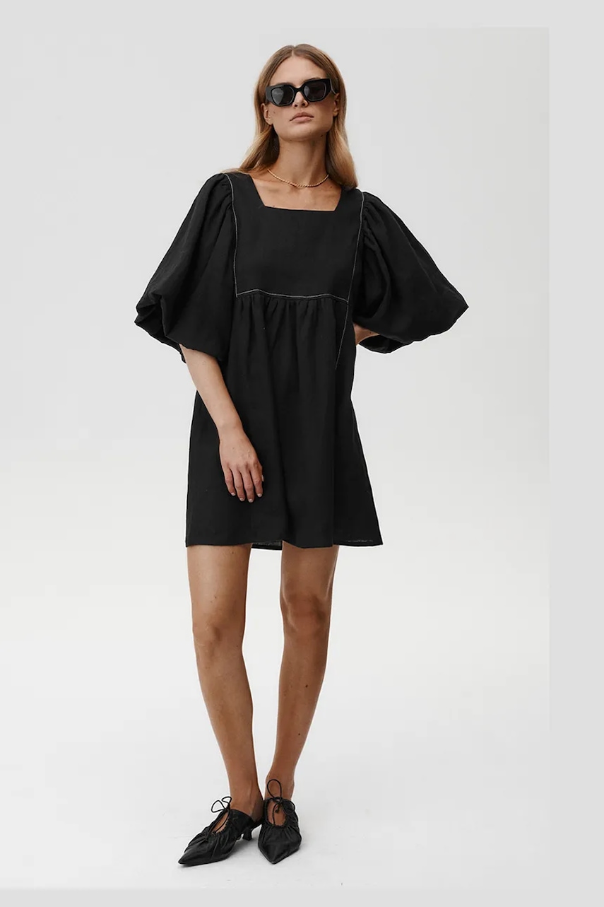Undress Code rochie din in Gaia Dress culoarea negru
