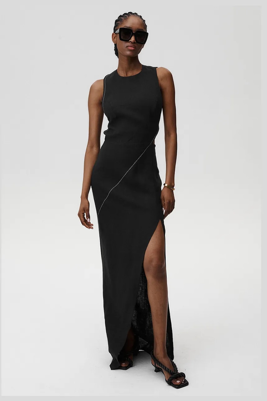 Undress Code rochie din in Margherita Dress Stitch culoarea negru
