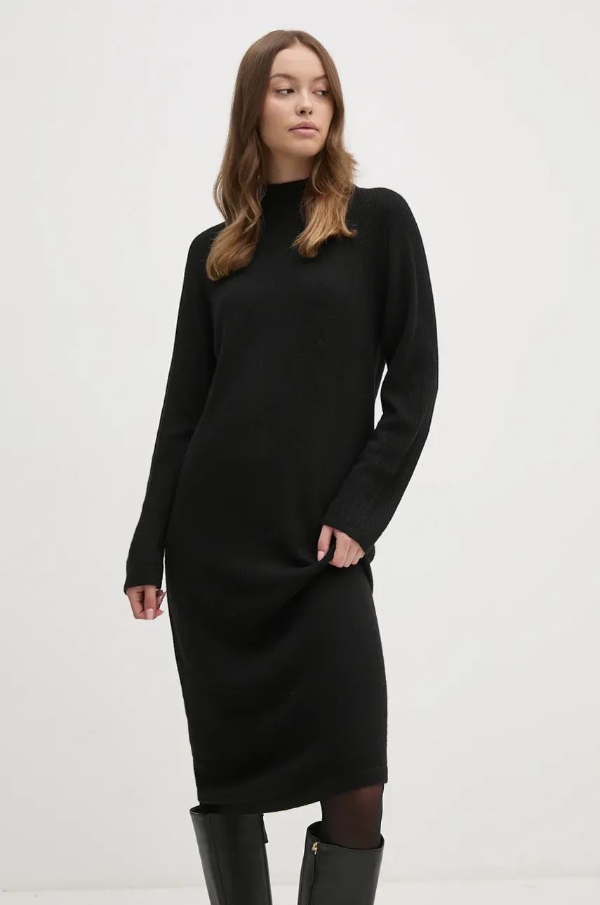 United Colors of Benetton rochie din amestec de lana culoarea negru