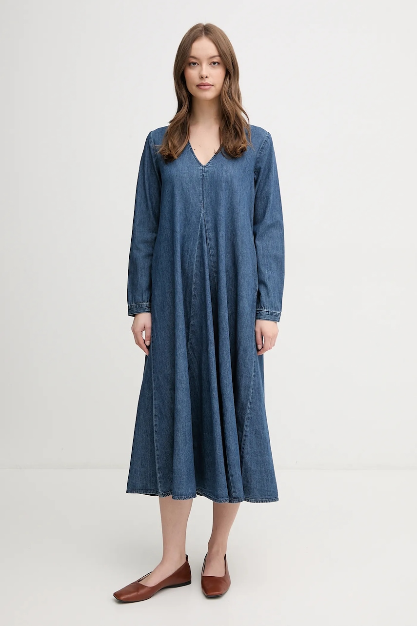 United Colors of Benetton rochie din bumbac culoarea bleumarin