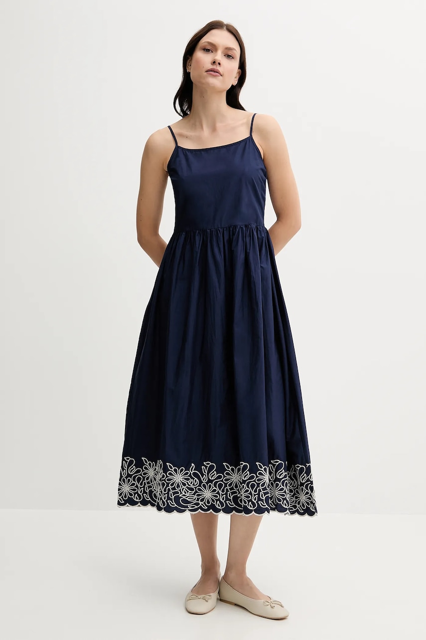 United Colors of Benetton rochie din bumbac culoarea bleumarin