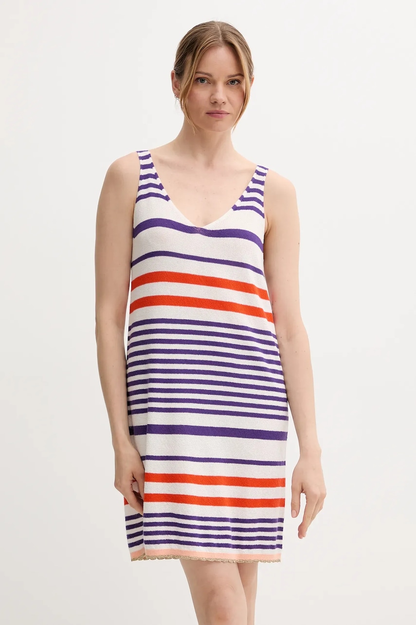 United Colors of Benetton rochie din bumbac culoarea violet