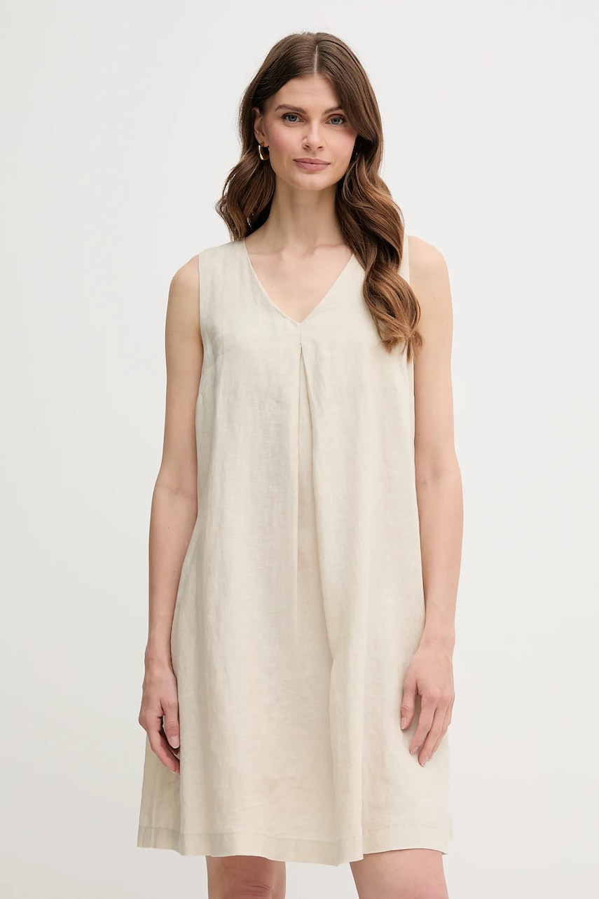 United Colors of Benetton rochie din in culoarea bej