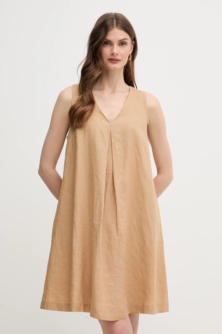 United Colors of Benetton rochie din in culoarea bej