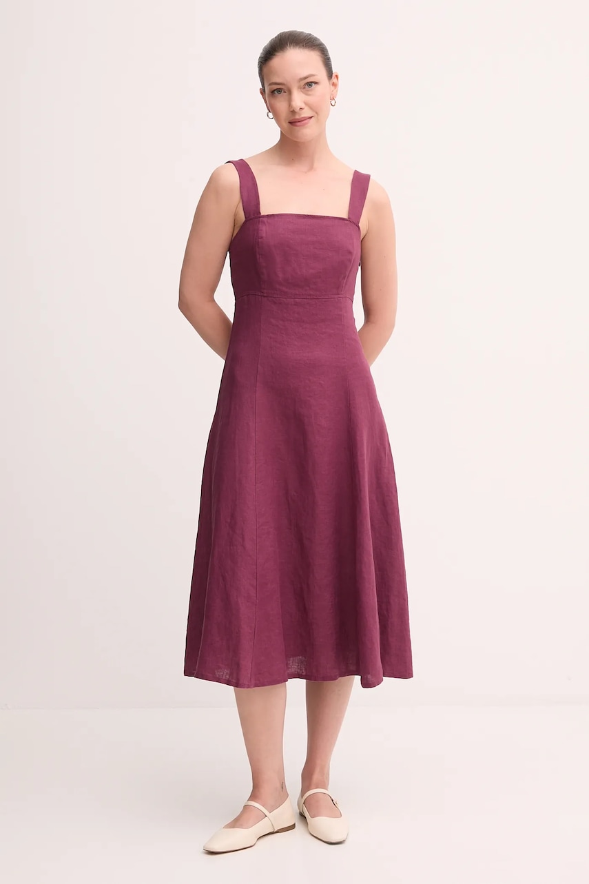 United Colors of Benetton rochie din in culoarea bordo
