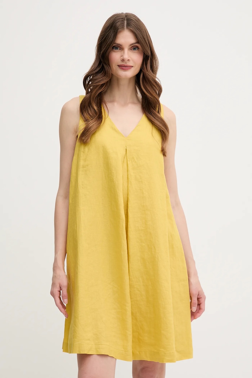 United Colors of Benetton rochie din in culoarea galben