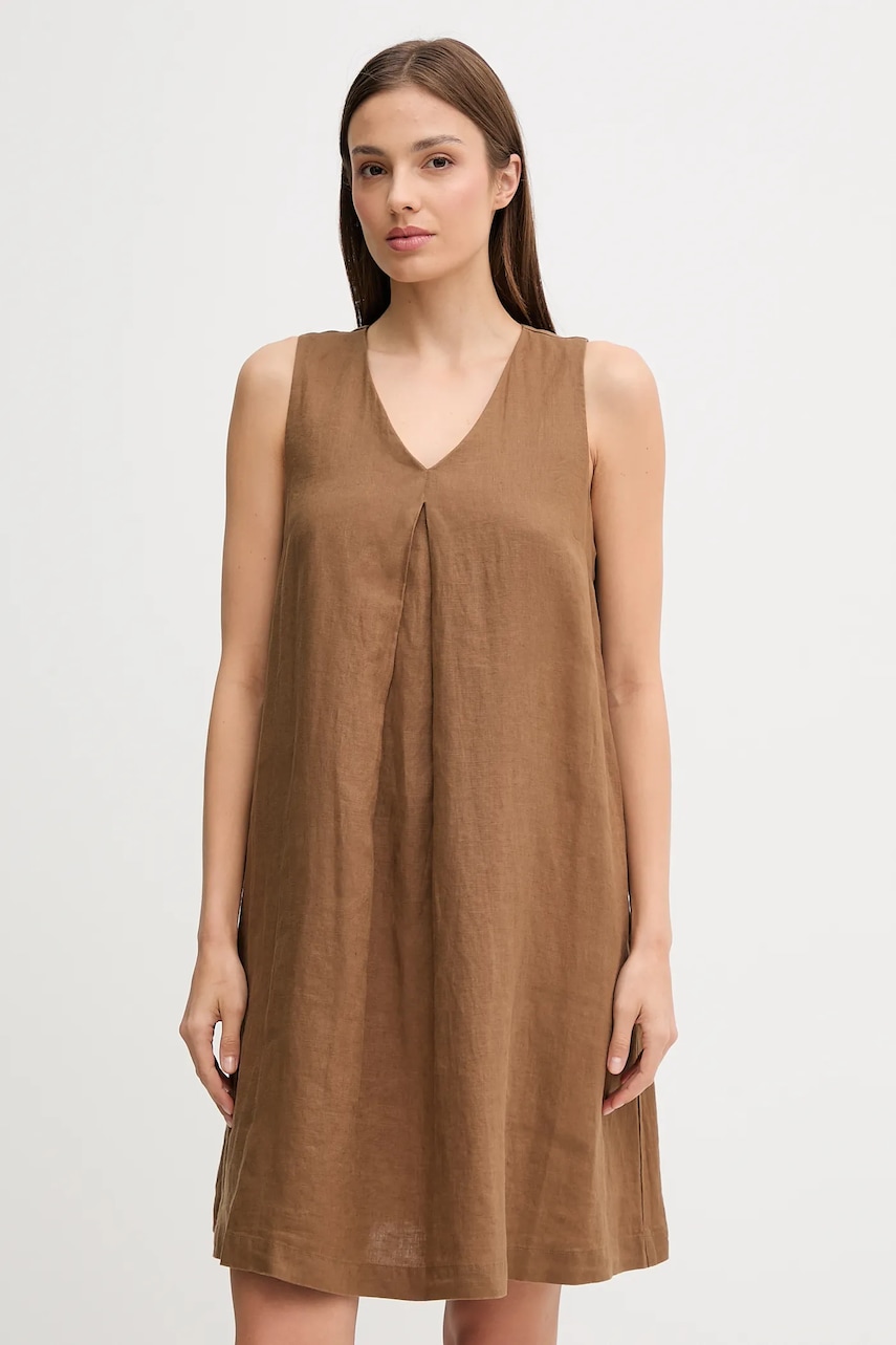 United Colors of Benetton rochie din in culoarea maro