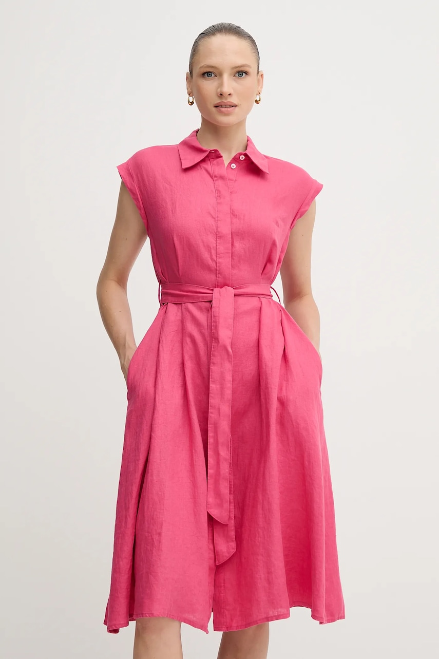 United Colors of Benetton rochie din in culoarea roz