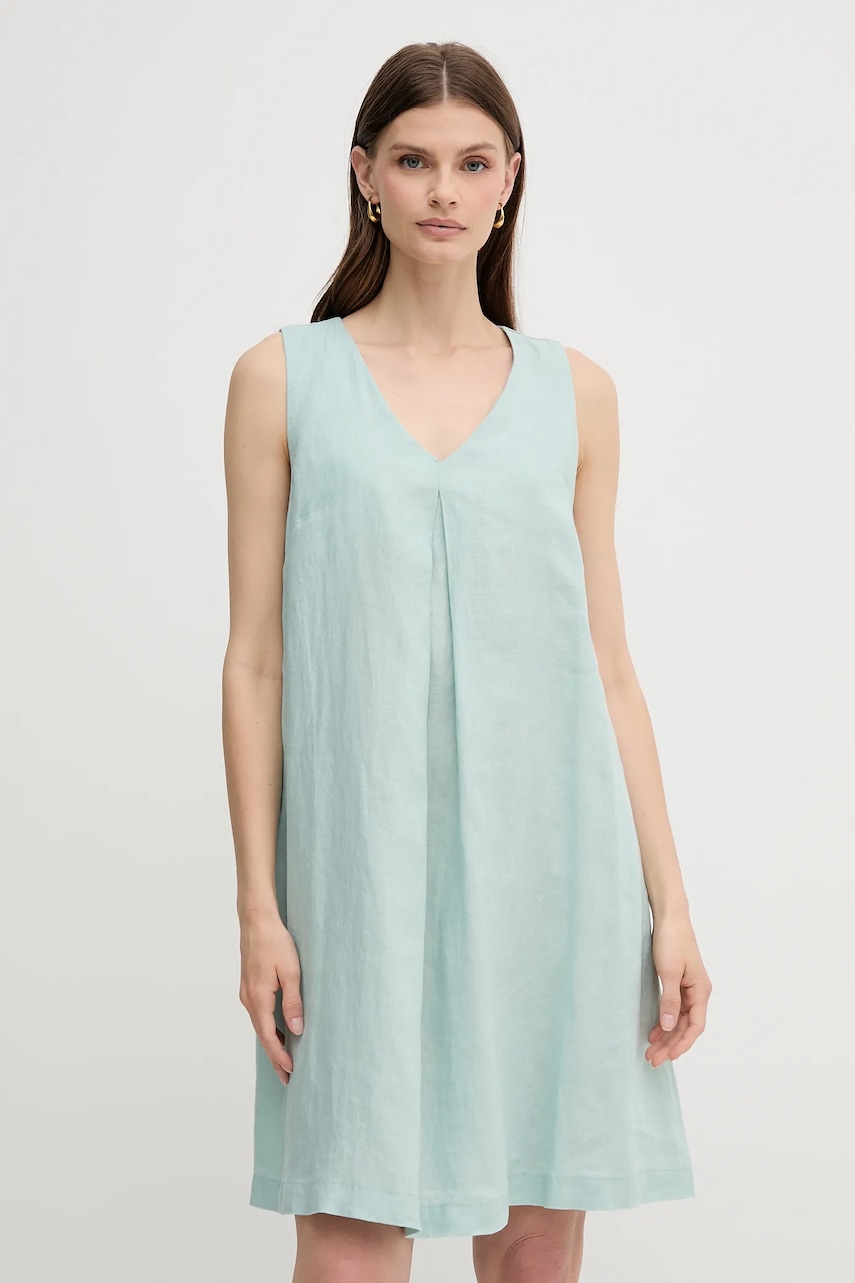 United Colors of Benetton rochie din in culoarea turcoaz