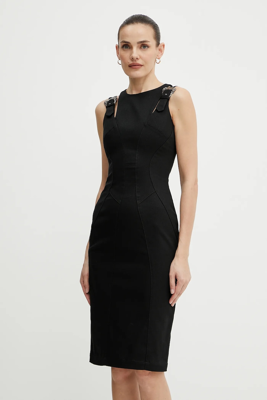 Versace Jeans Couture rochie din denim culoarea negru