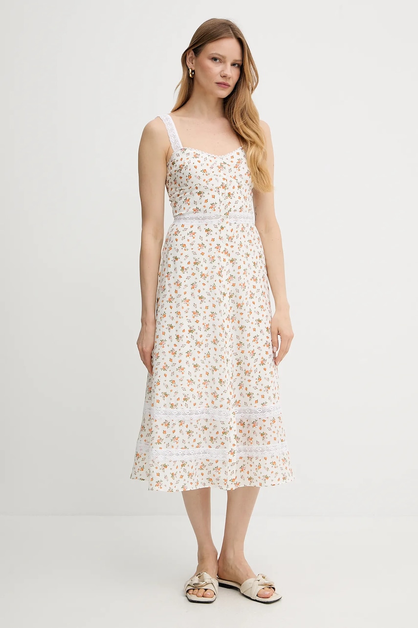 Weekend Max Mara rochie de mătase culoarea bej