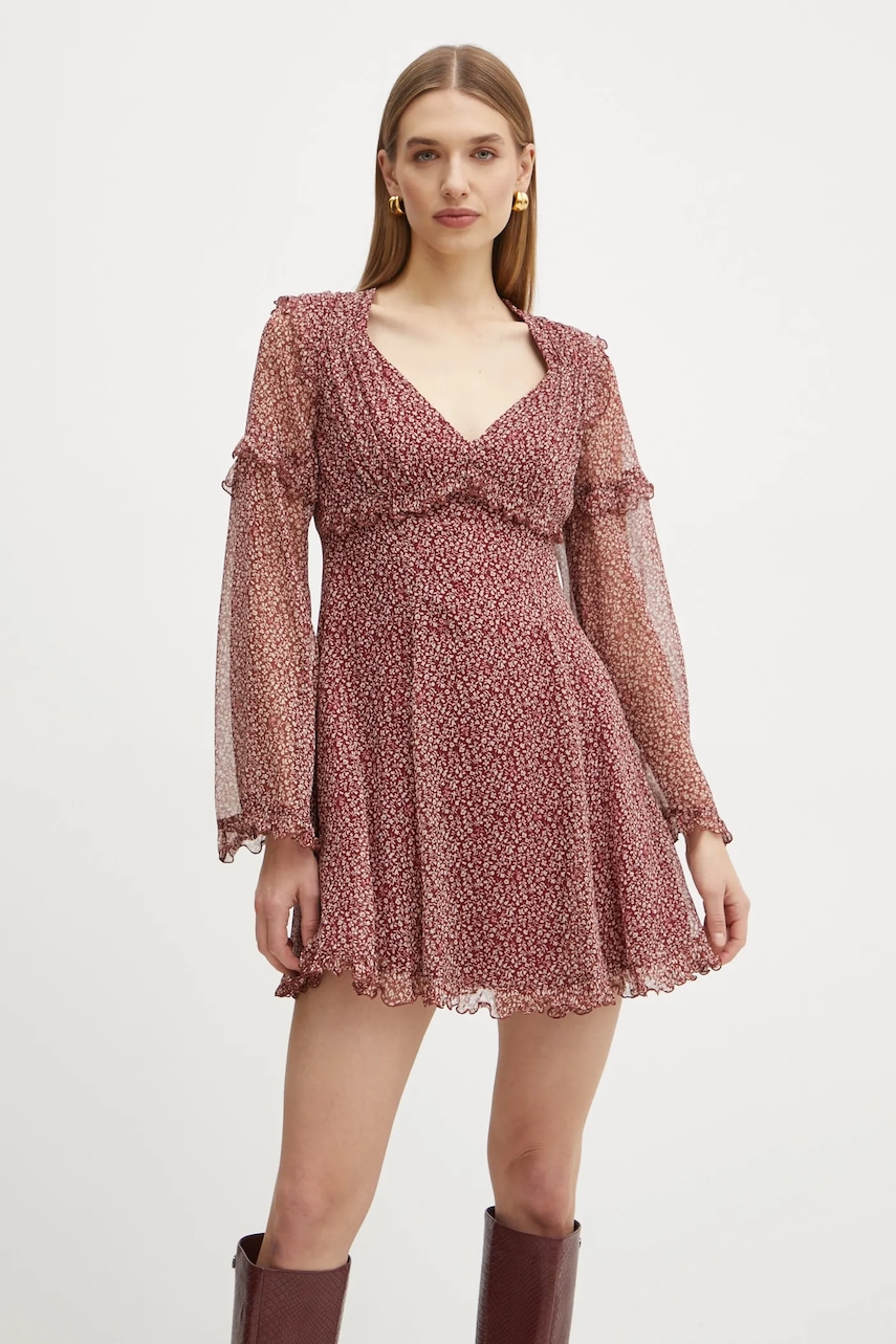 Weekend Max Mara rochie de matase culoarea bordo