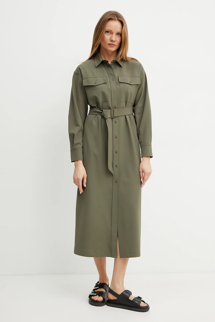 Weekend Max Mara rochie din amestec de lână culoarea verde